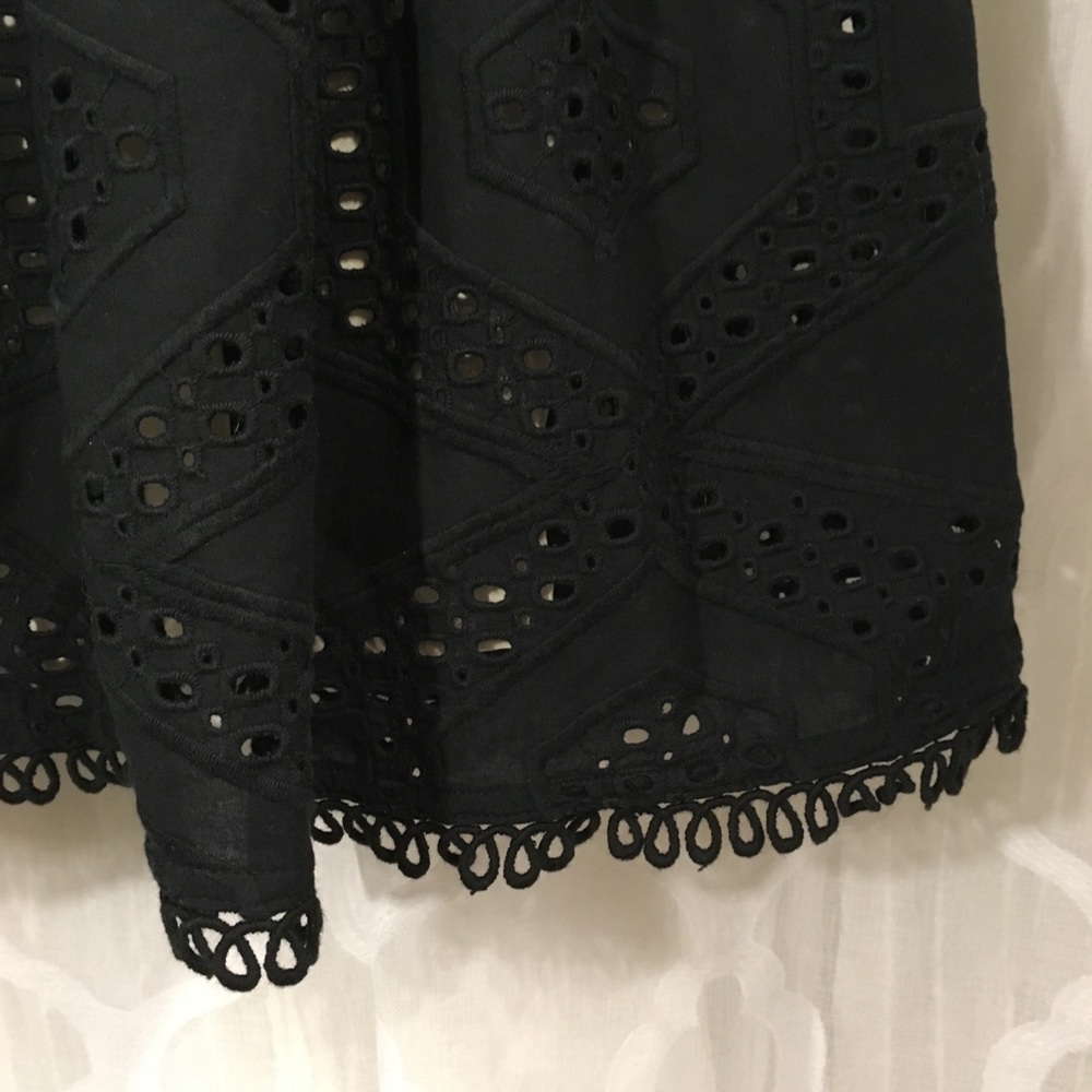 Maeve Anthro Eyelet Babydoll Dress Black Lined XS - Picture 6 of 8